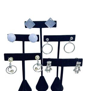 Lot of 5 Vintage Silver Tone Screw Back Earrings (5614)